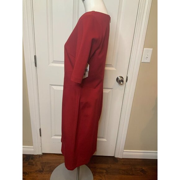 Lafayette 148 New York Ruby Red Short Sleeve Sheath Dress, Size 10, NWT! $498 - Picture 3 of 7